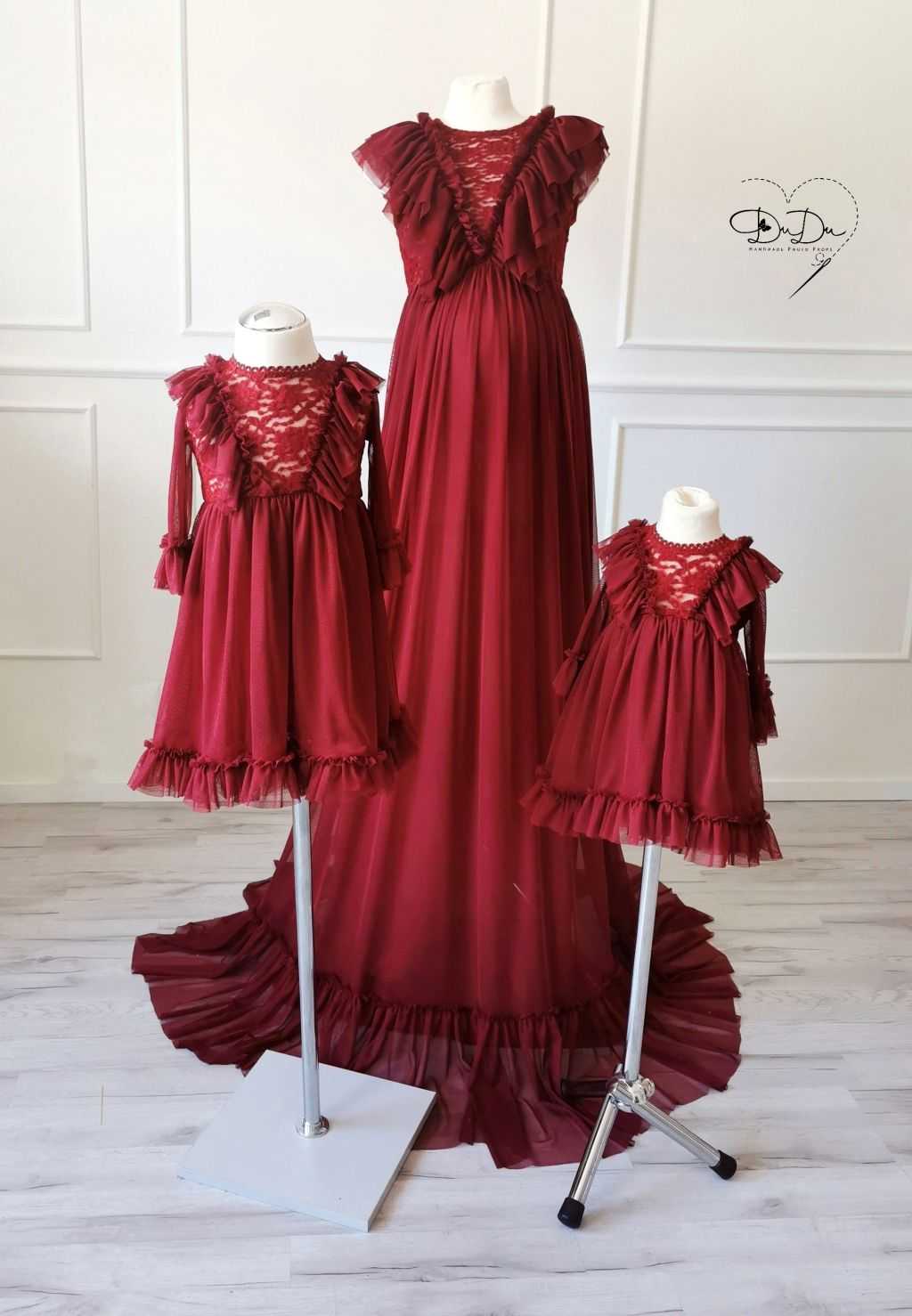 Komplet sukienek bordowych