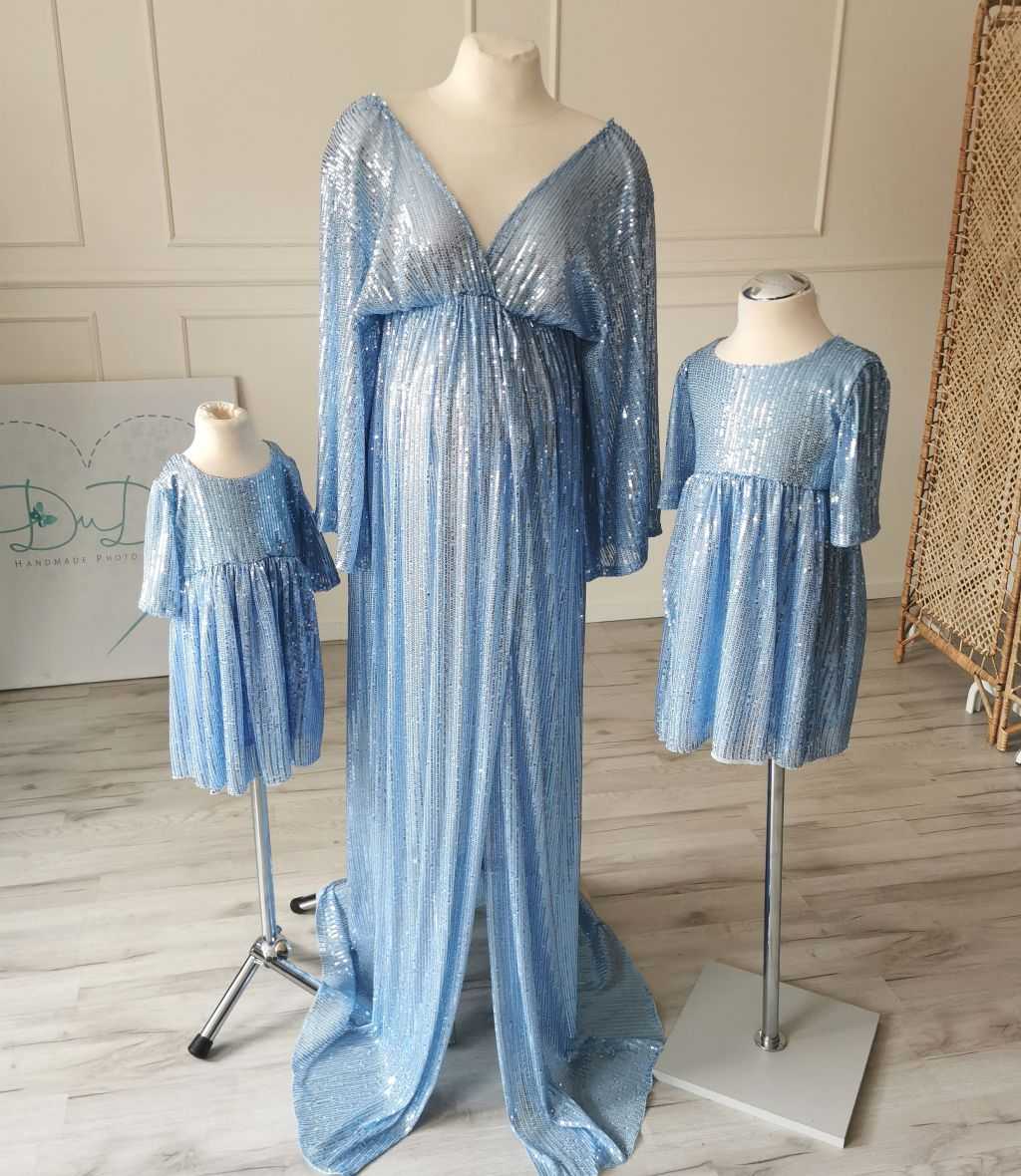 Błękitny komplet cekinowy