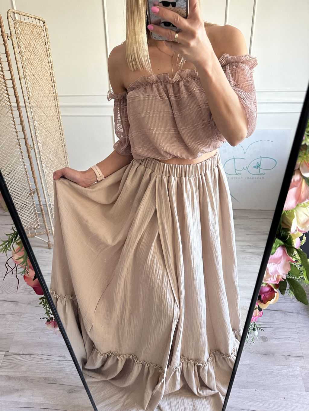 Komplet muślinowa spódnica z bluzką UNI